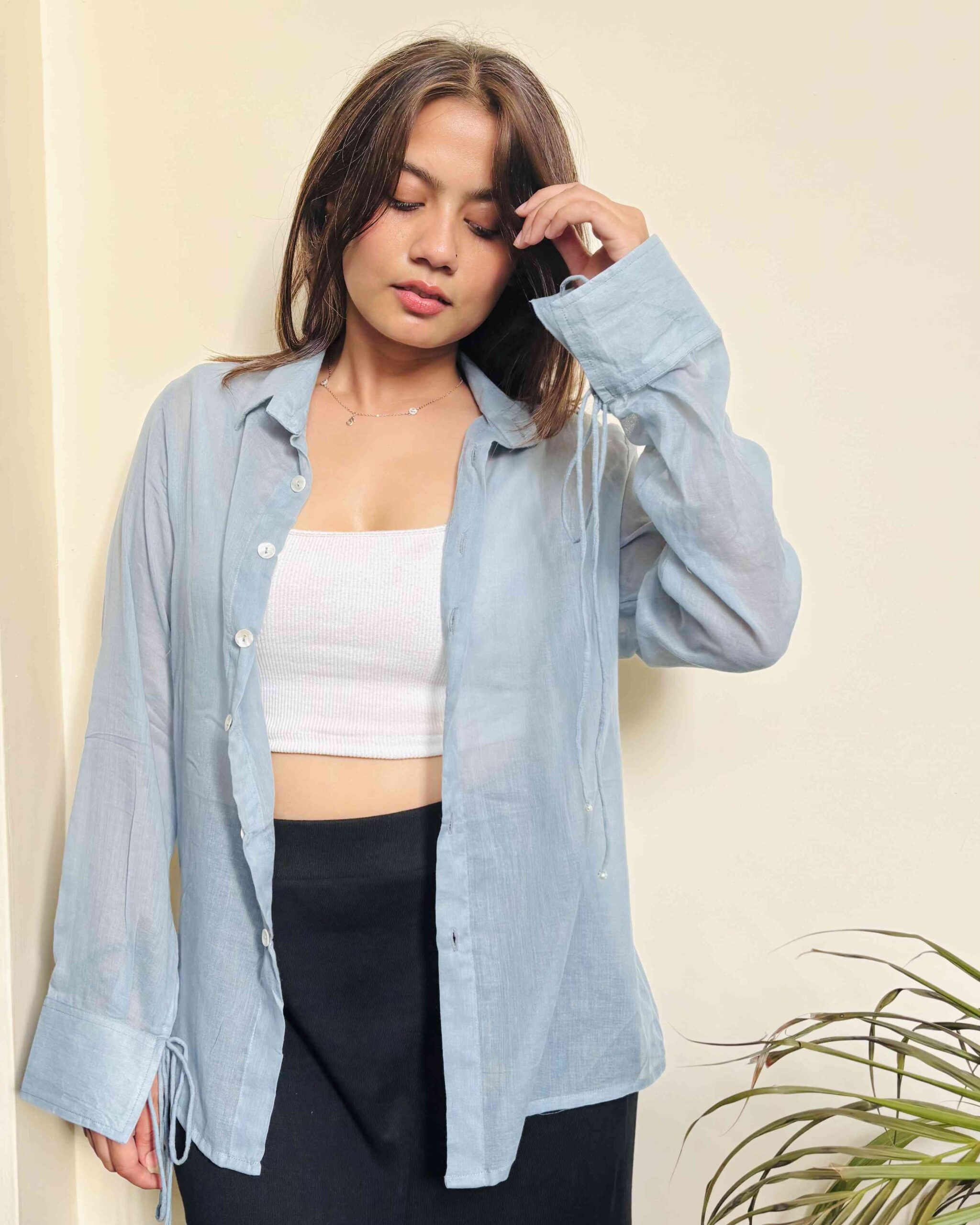 Front(1) (1) Aura Shirt - Powder Blue - Image 1