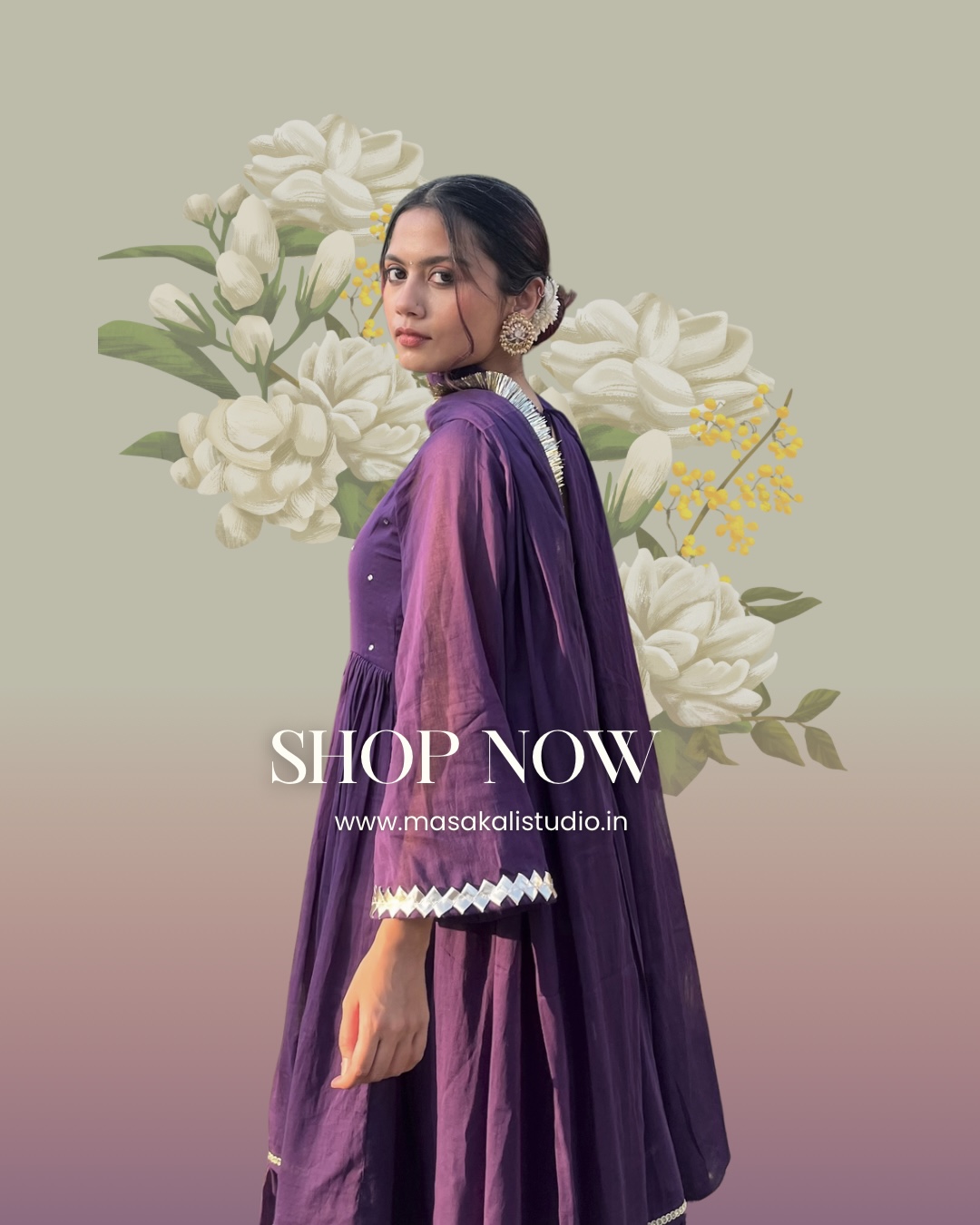 Red and White Illustrated Floral Ugadi Sale Instagram Post (1)