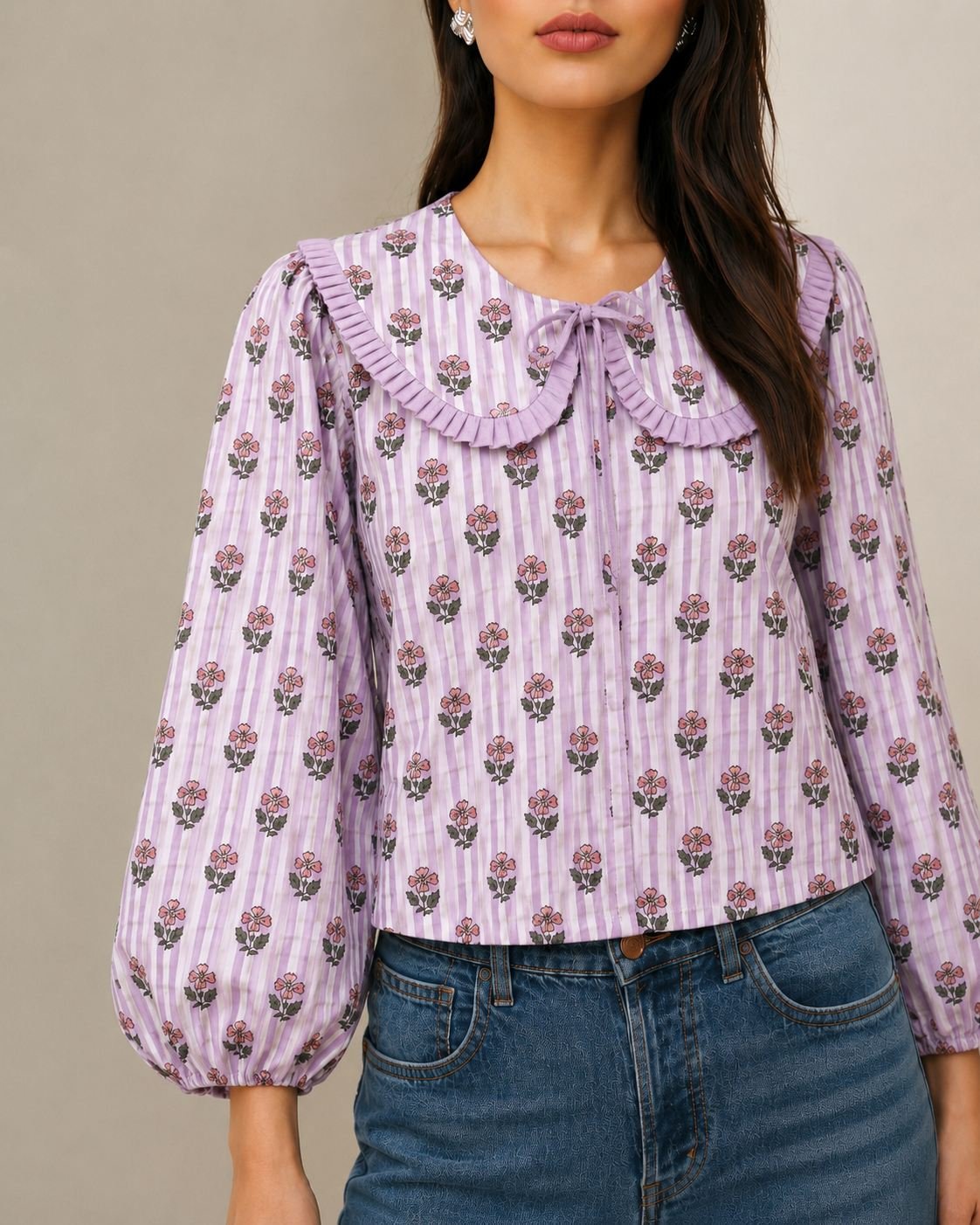 womensethnicwear_boho_clothing_maskali32 Lavender Luxe Top - Image 1